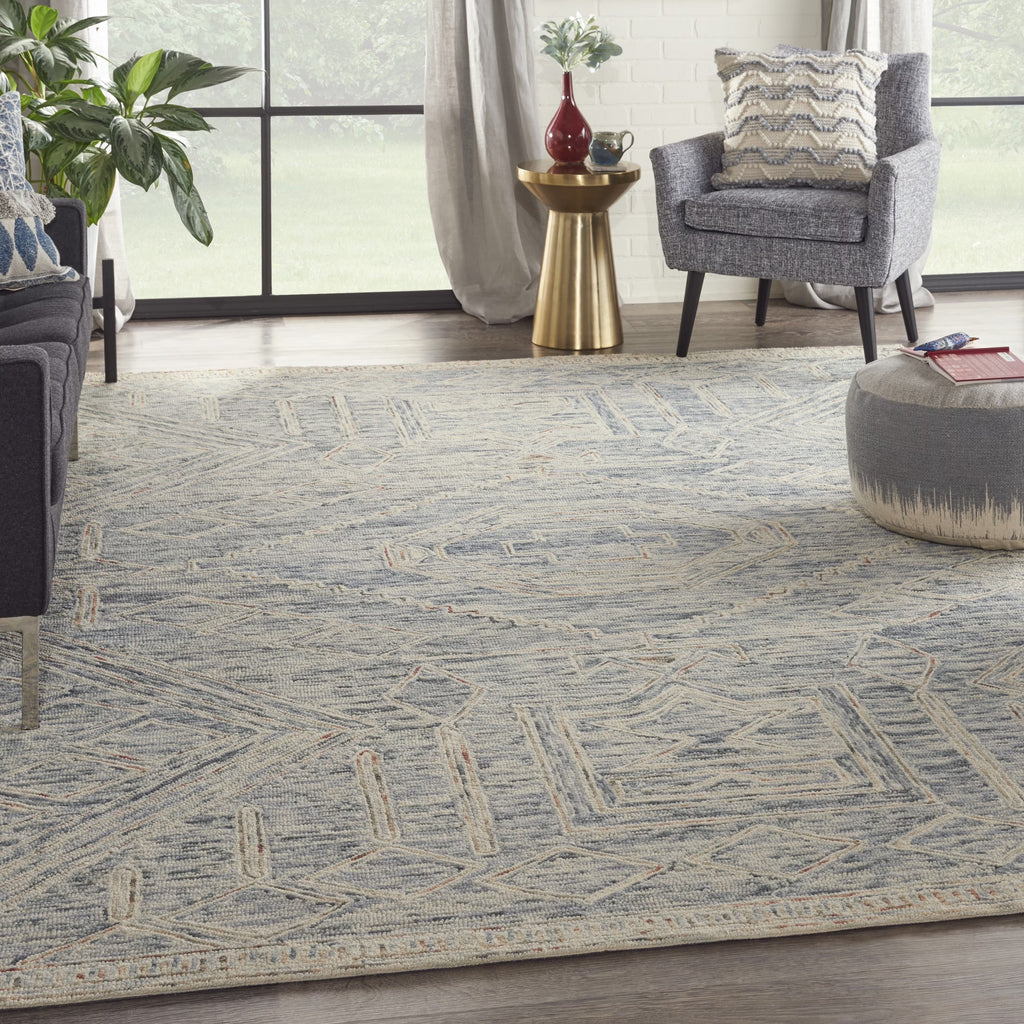 Tapis Nourison Linked Rustic Bohemian bleu/multicolore, 8 pi x 10 pi 6 po (8 pi x 11 pi)