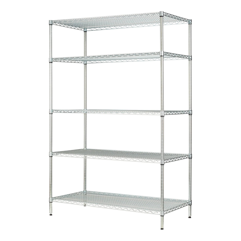 Hyper Tough Steel 5-Tier Storage Shelf Unit 72"H x 48"W x 24"D, 4000lb Total Capacity, Chrome