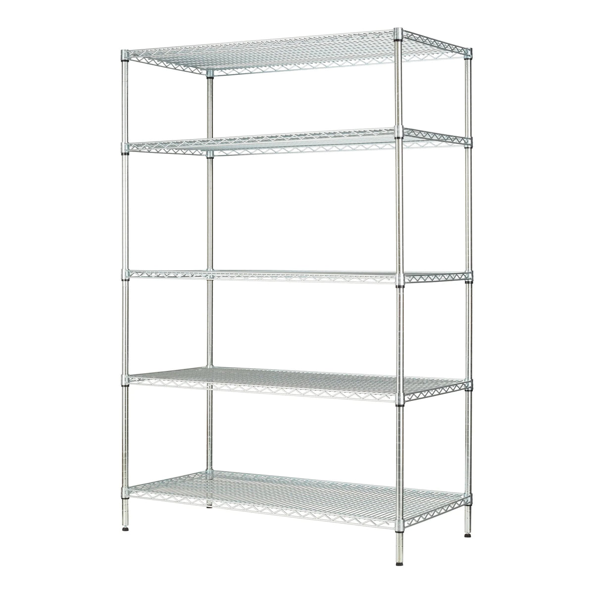 Hyper Tough Steel 5-Tier Storage Shelf Unit 72"H x 48"W x 24"D, 4000lb Total Capacity, Chrome