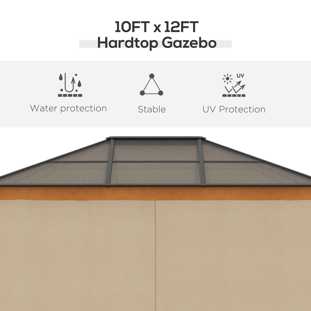 Outsunny 10' x 12' Hardtop Canopy Gazebo, Durability