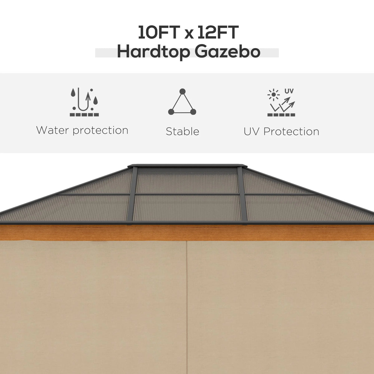 Outsunny 10' x 12' Hardtop Canopy Gazebo, Durability