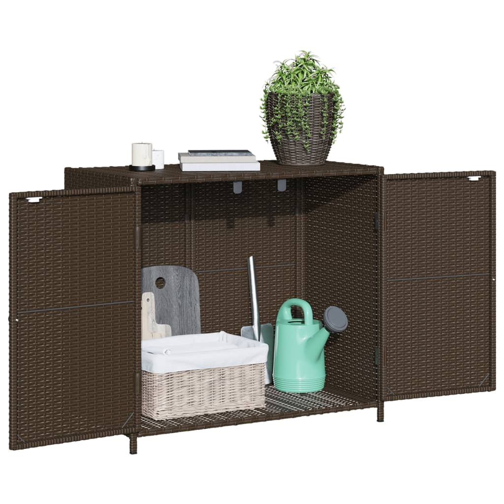 VidaXL Contemporary Poly Rattan Storage Cabinet, 32.7" x 17.7" x 29.9", Gray
