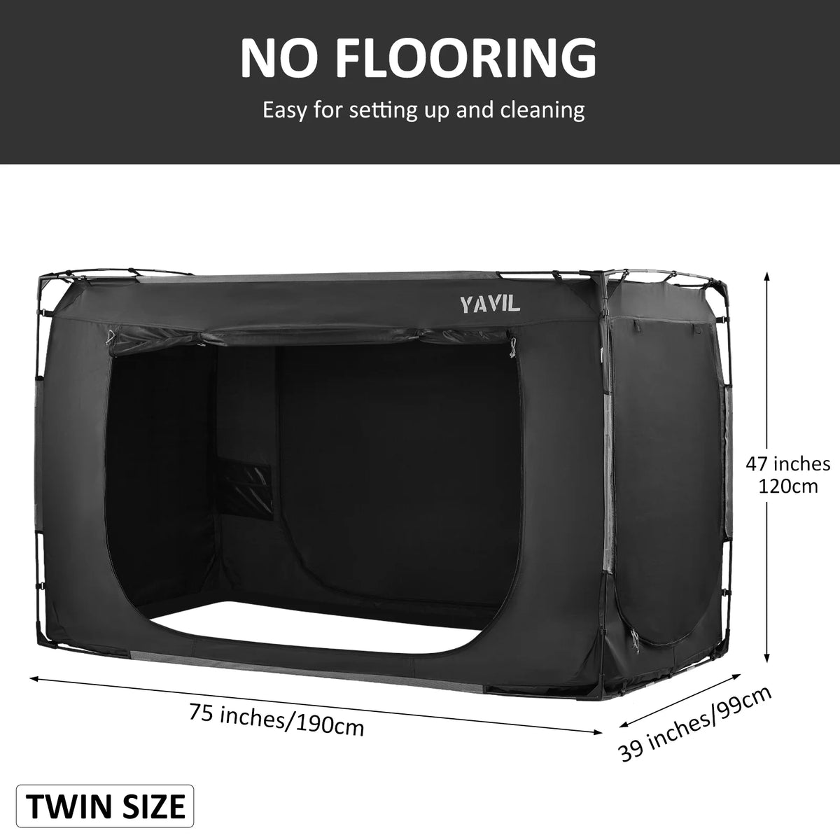 Tente de lit YAVIL, format double, pop-up portable, filet de confidentialité pour sommeil, 3 portes, 190,5 x 137 x 119 cm, 4,5 kg