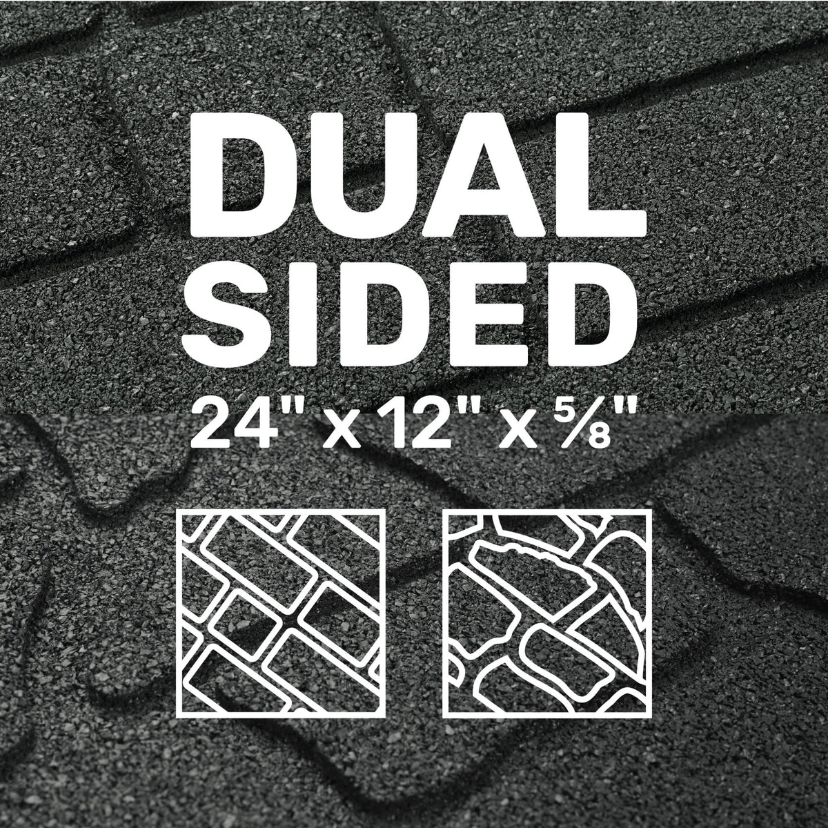 GroundSmart 24" x 12" x 5/8" Black Interlocking Dual-Sided Rubber Paver, 9 Pack