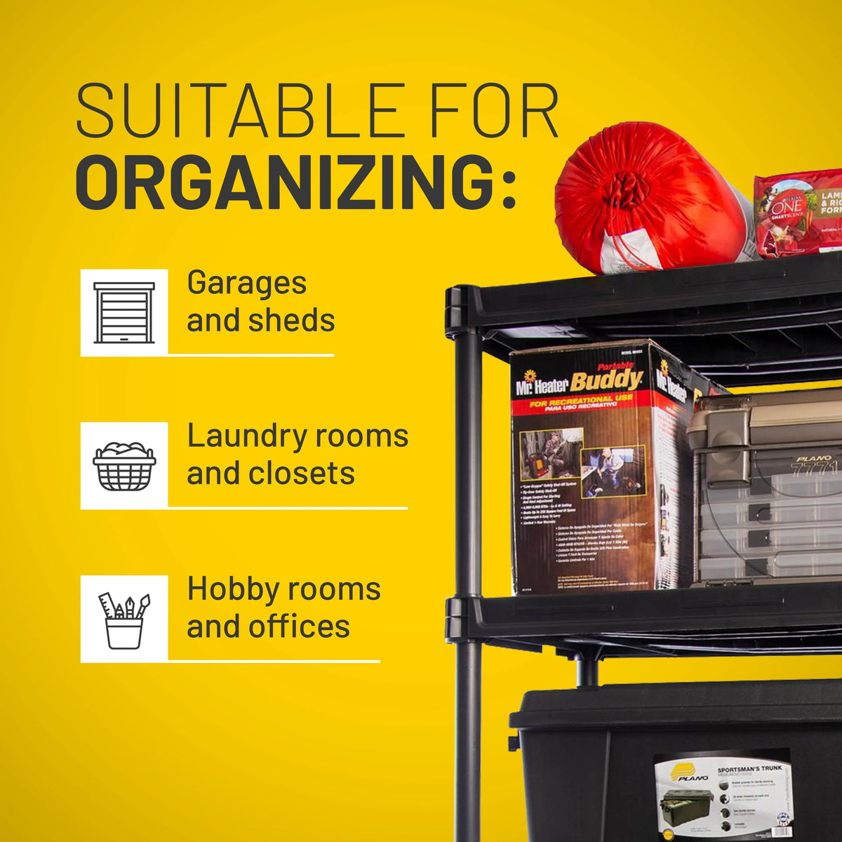 Plano 5-Shelf Heavy Duty Plastic Storage Shelves, 73 x 36 x 18, 750lb Capacity