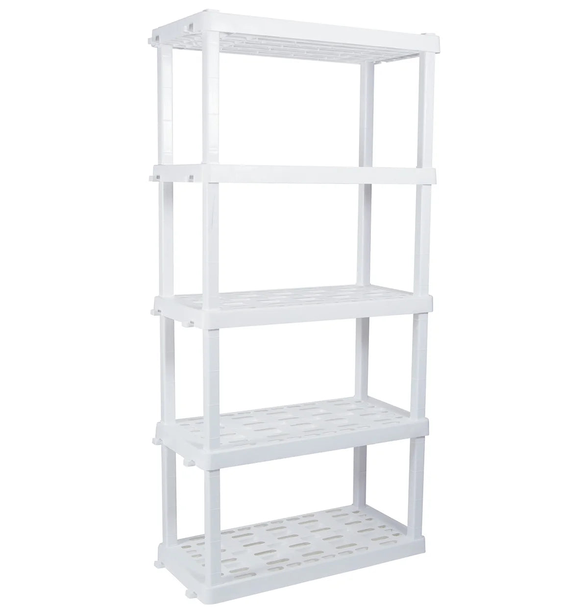 Oskar Plastic Storage Shelves 5-Tier Garage Organizer 74"H x 36"W x 18"D, White 750lb Capacity