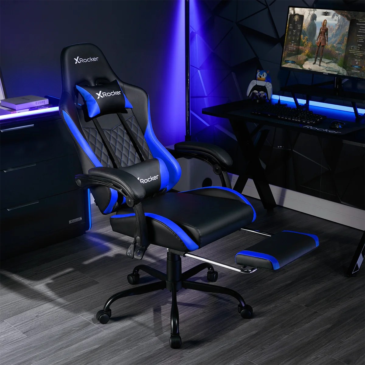 X Rocker Apex PC Gaming Chair with Massage Function and Footrest, Red