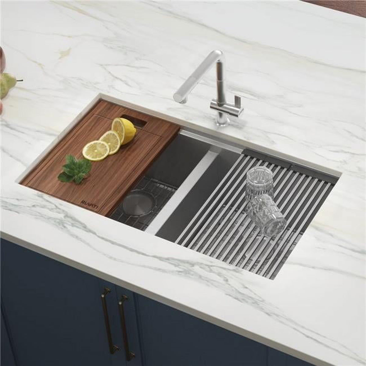 Ruvati RVH8345 Stainless Steel 33" x 10" x 19" Rectangular Undermount Sink