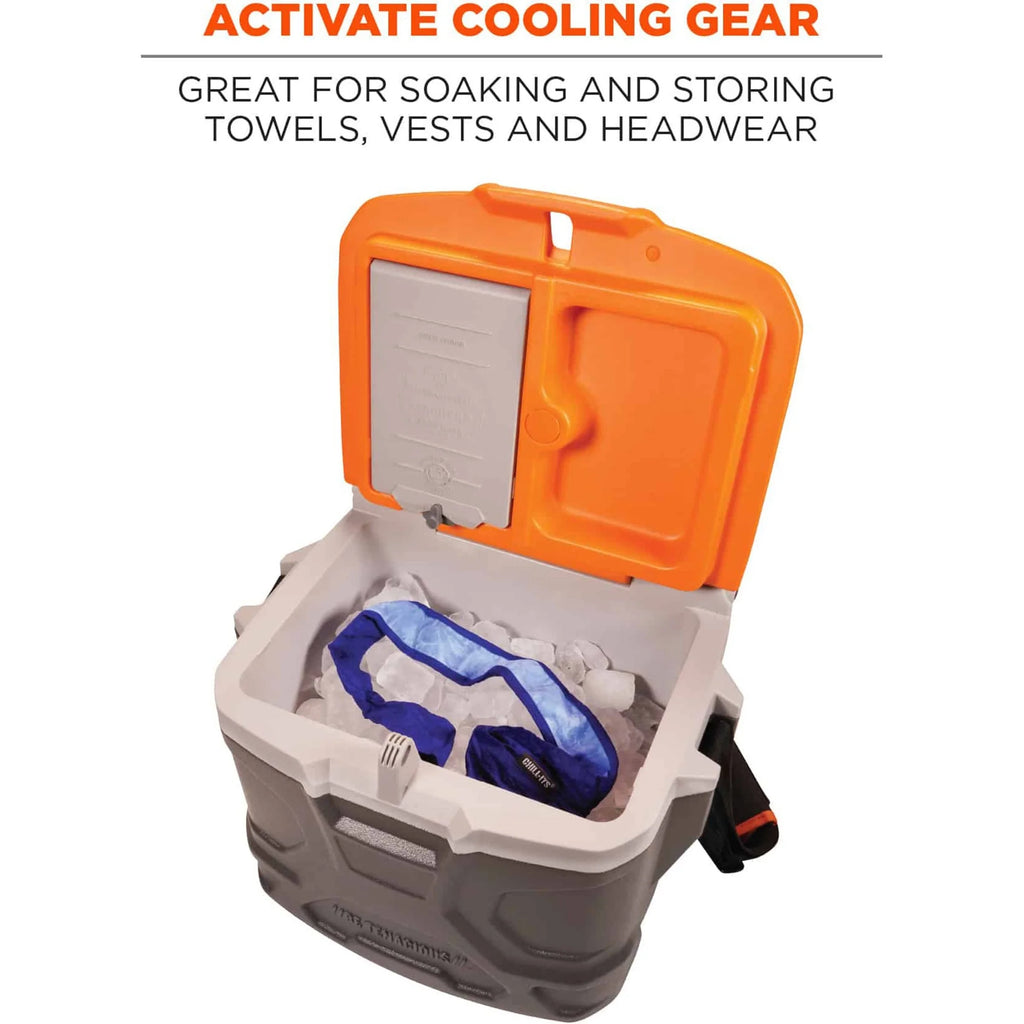 Ergodyne Chill-Its 5170 17-Qt Industrial Hard-Sided Cooler, 16-1/4"H x 12"W x 12"D, Orange/Gray