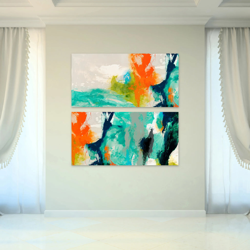 Empire Art Direct Tidal Abstract 2 Frameless Free Floating Tempered Glass Panel Graphic Wall Art, 24" x 48" x 0.2", Ready to Hang