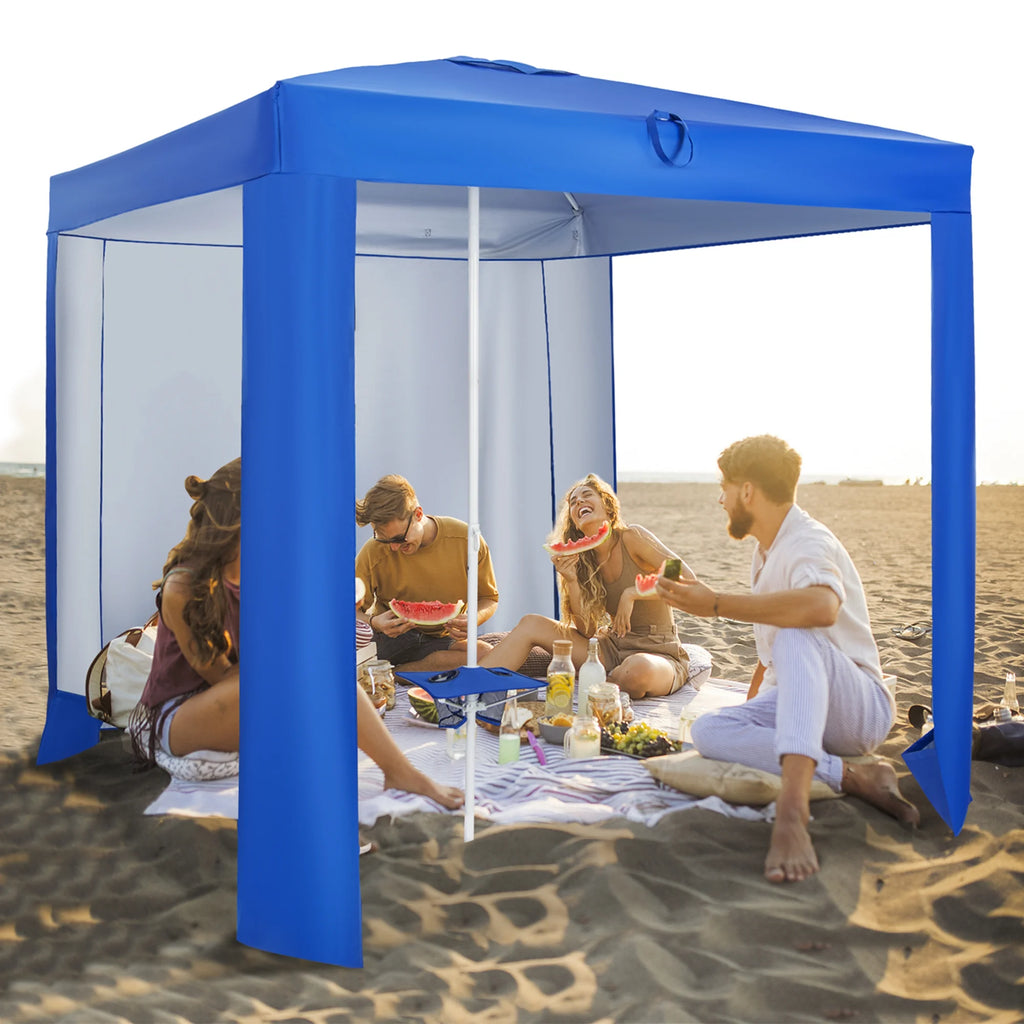 Tente de plage cabane Costway 6,6 pi x 6,6 pi, bleu