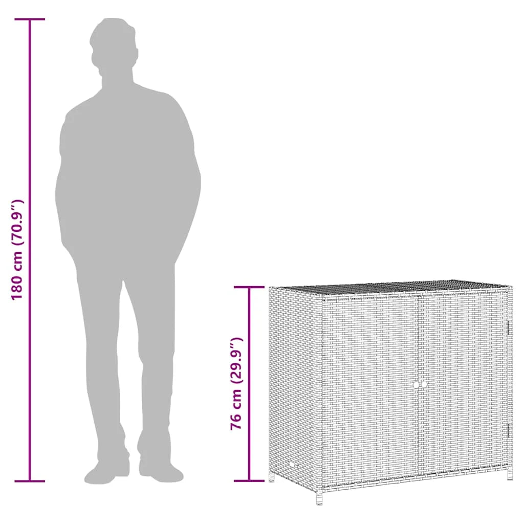 VidaXL Contemporary Poly Rattan Storage Cabinet, 32.7" x 17.7" x 29.9", Gray