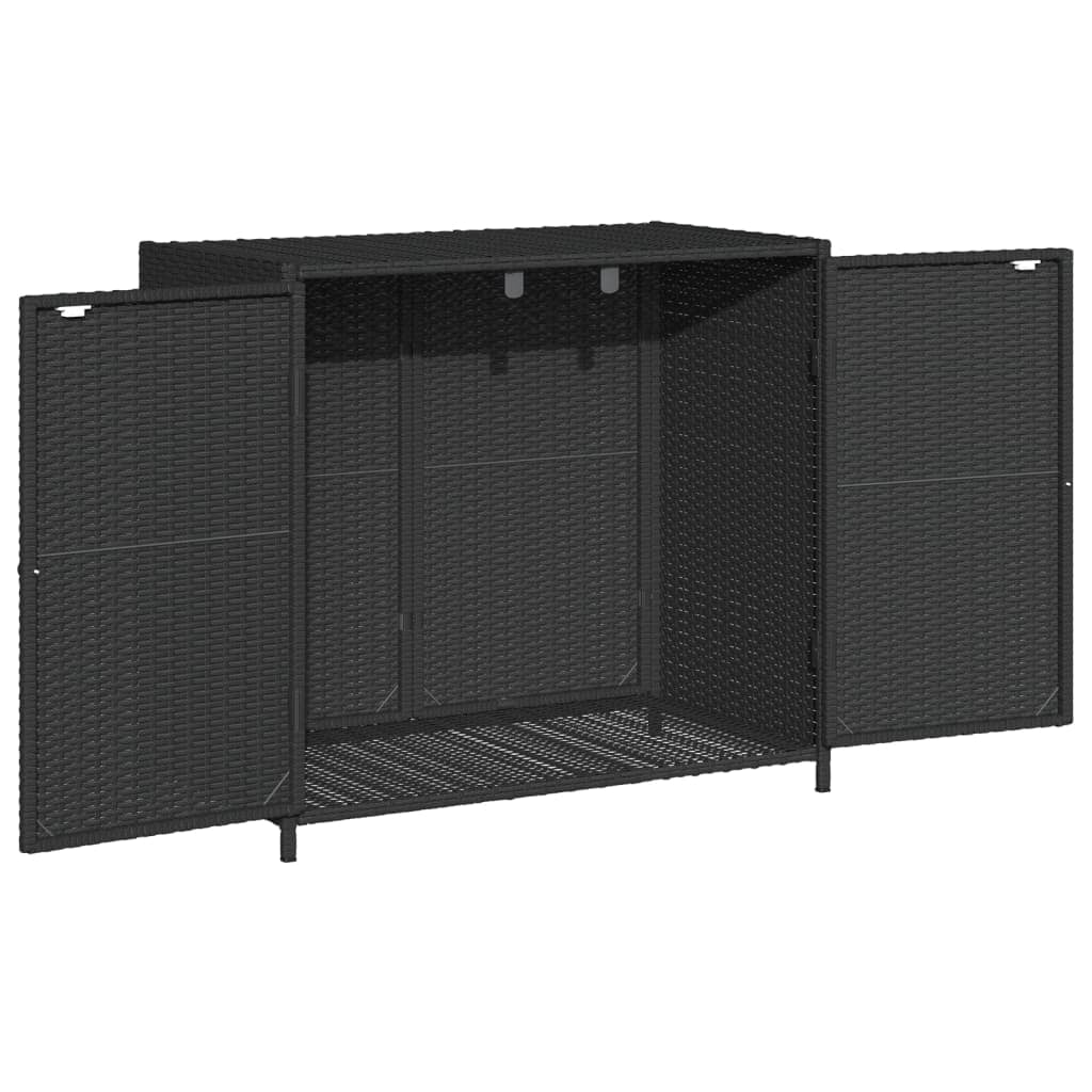 VidaXL Contemporary Poly Rattan Storage Cabinet, 32.7" x 17.7" x 29.9", Gray