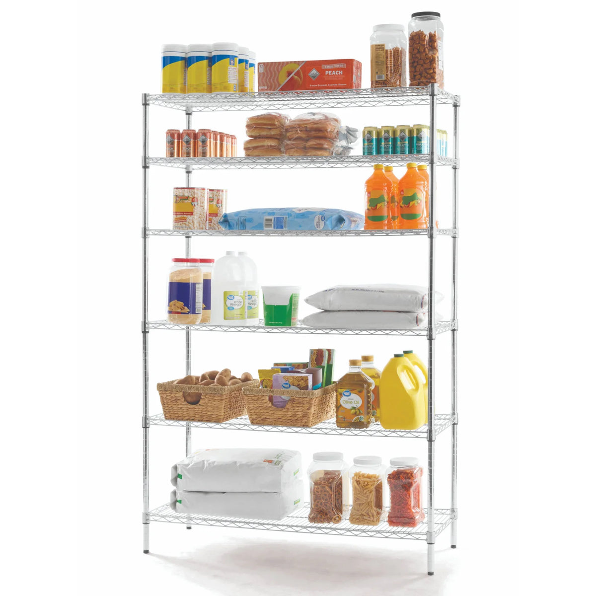 Hyper Tough 6-Tier Wire Storage Shelves with Liners, 48" W x 18" D x 72" H, 3600 lb Load Capacity, Chrome