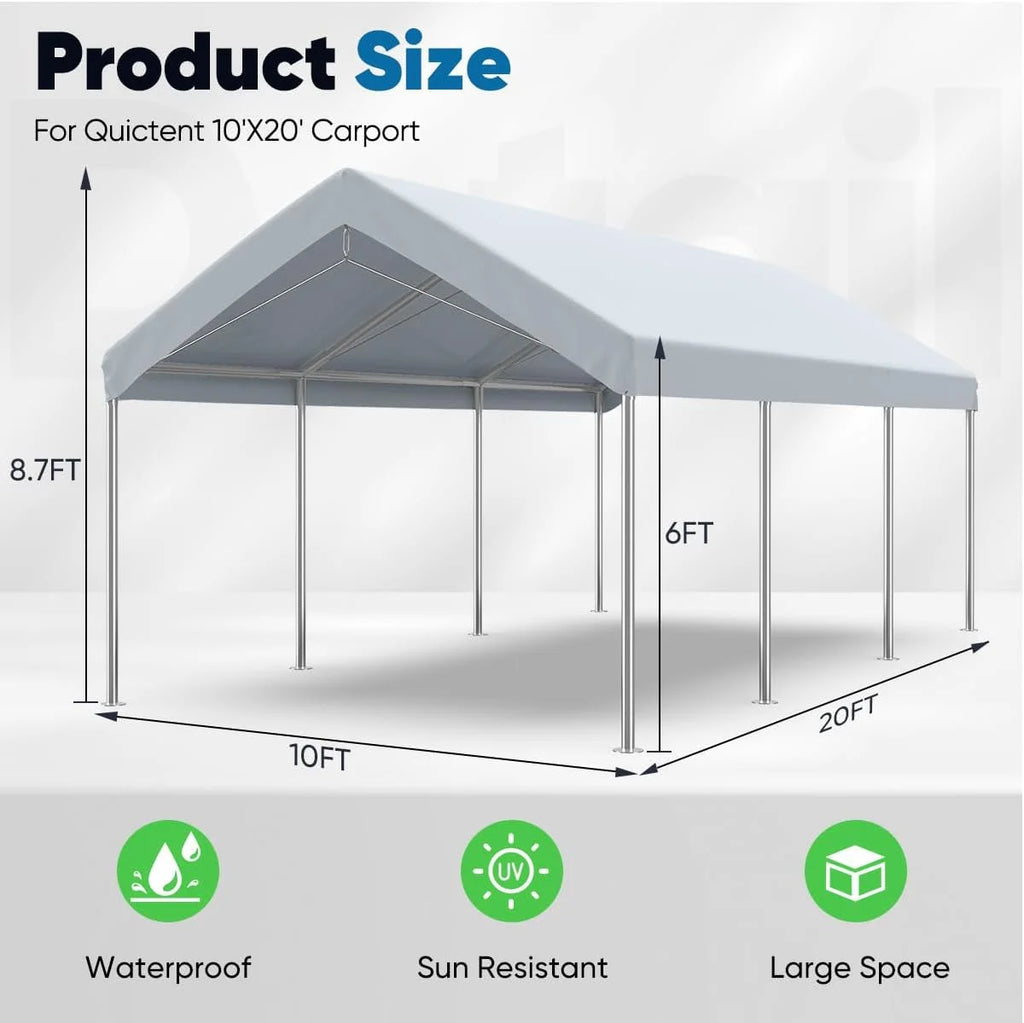 Quictent 10x 20x 8.7Silver Gray Carport