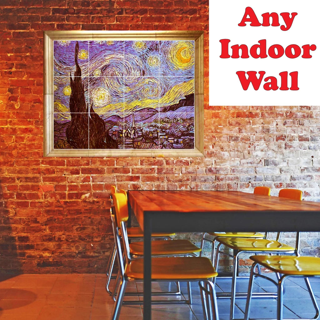 Ceramic Tile Mural-Andreas Achenbach Waterfront Painting 89. 32" w x 24" h using (12) 8 x 8 ceramic tiles