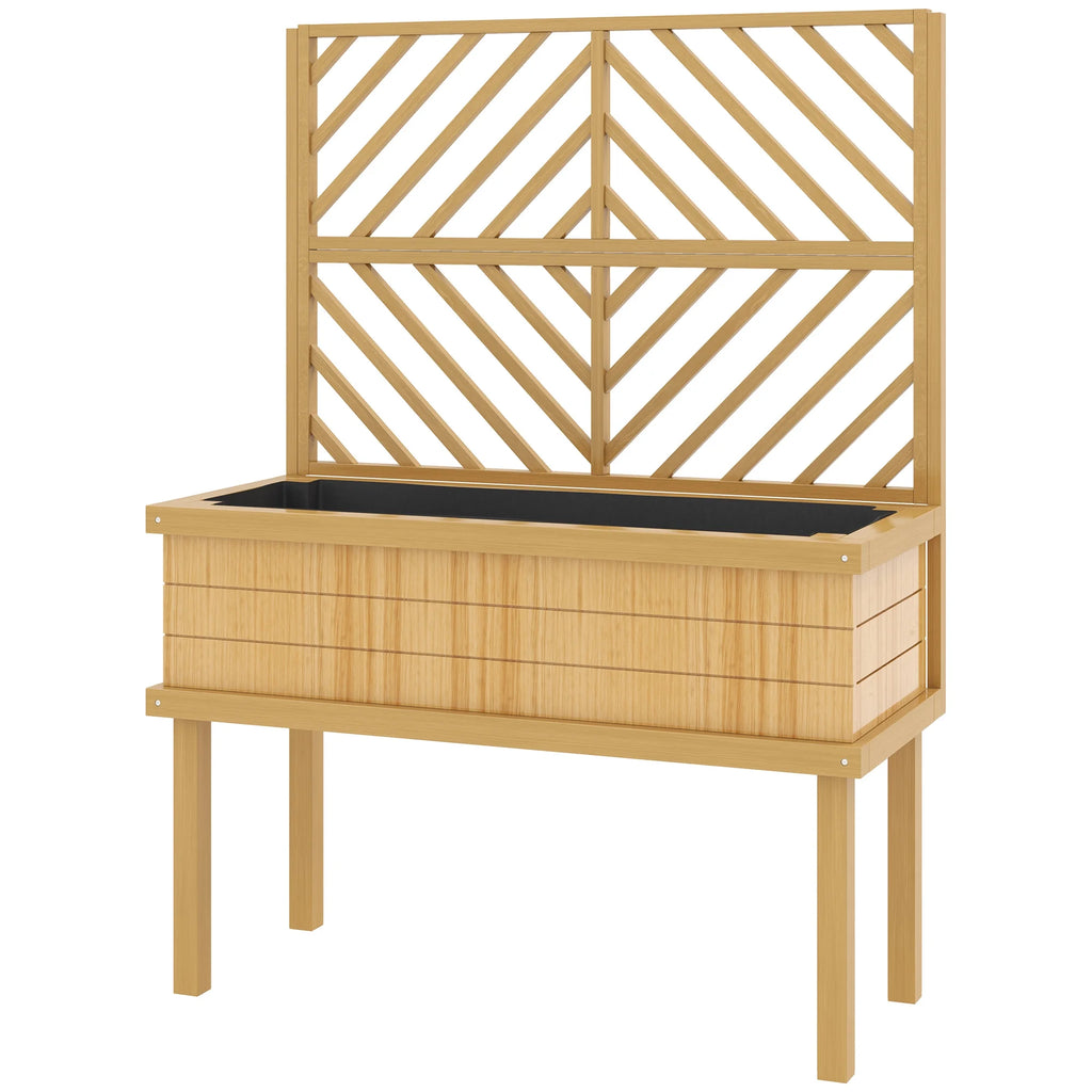 Jardinière surélevée GHooa avec treillis pour plantes grimpantes 104,8 cm L x 45,1 cm P x 139,7 cm H - Gris