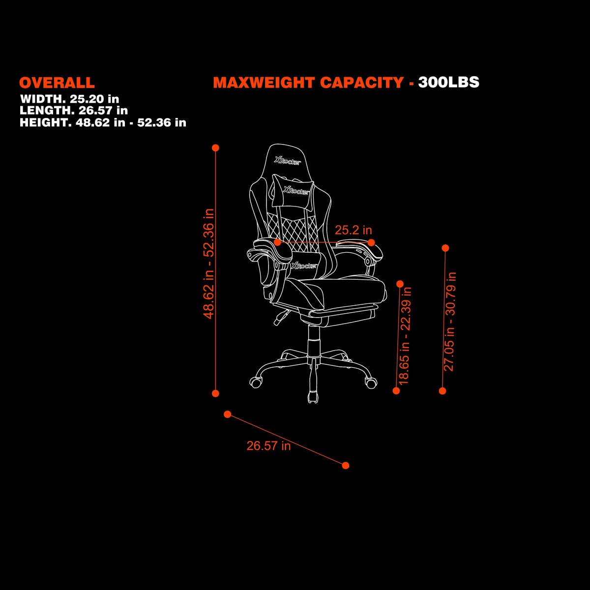 X Rocker Apex PC Gaming Chair with Massage Function and Footrest, Red