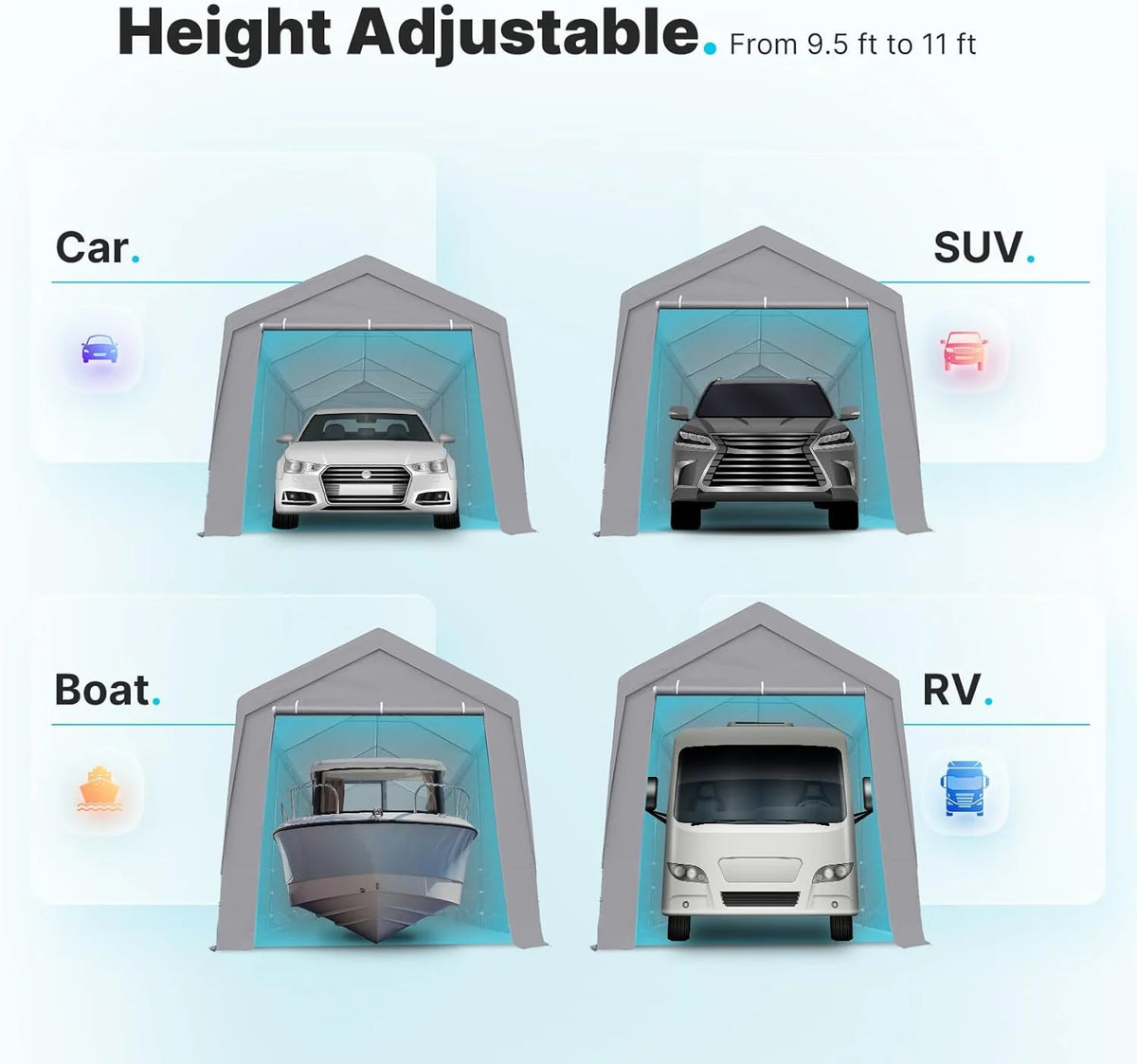 Advance Outdoor 10 x 20 x 95-11 White Heavy Duty Carport