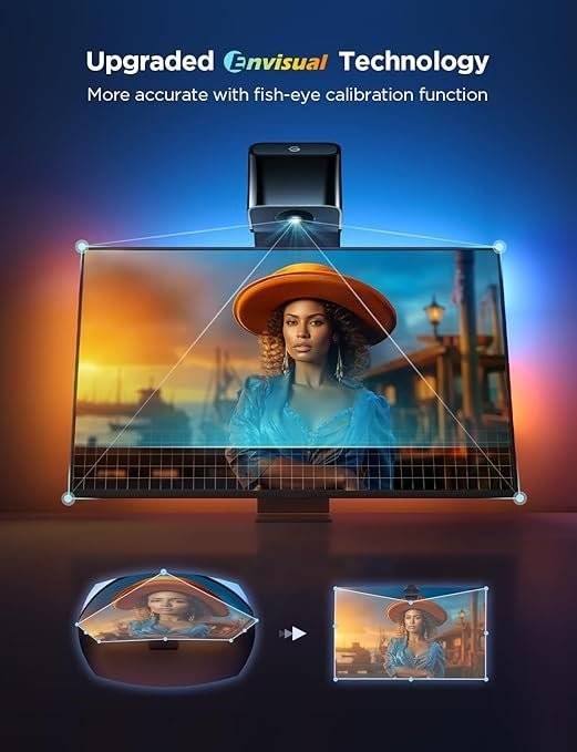 Govee TV Backlight 3 Lite with Fish-Eye Correction Function Sync to 75-85 Inch TVs, 16.4ft RGBICW Wi-Fi LED Strip Lights with Camera, 4 Colors in 1 Lamp Bead, Voice and APP Control, Adapter