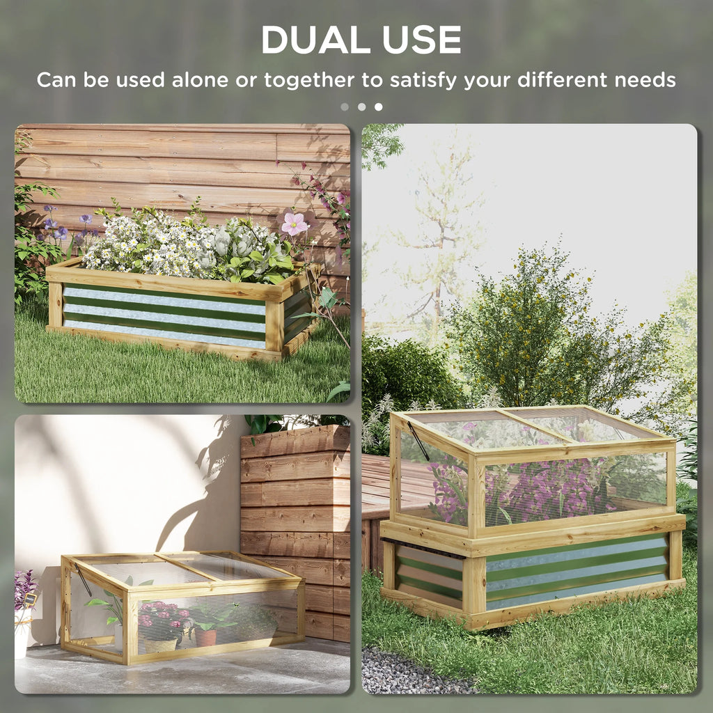 Outsunny Raised Garden Bed with Wooden Cold Frame, 41" x 22.5" x 28.25"