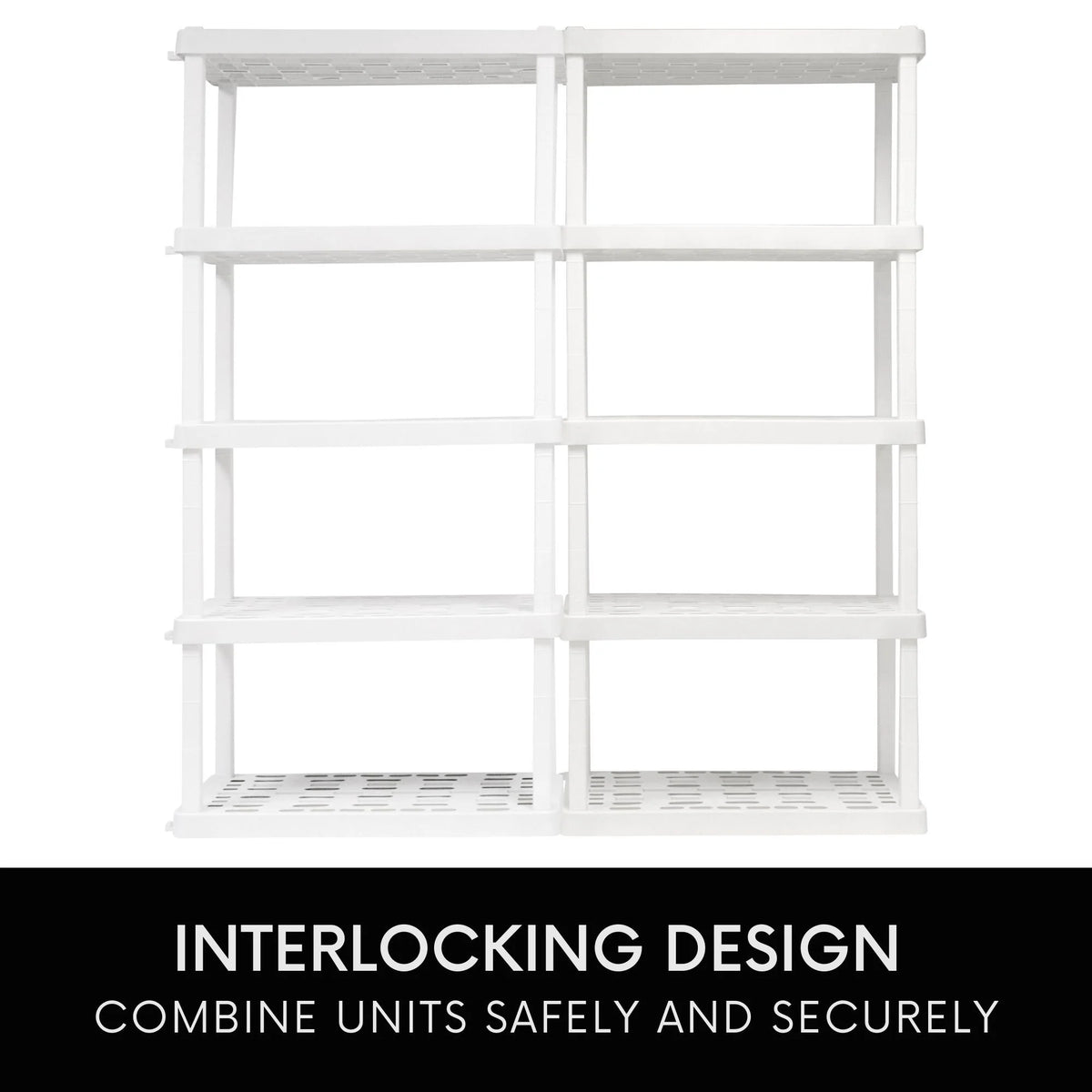 Oskar Plastic Storage Shelves 5-Tier Garage Organizer 74"H x 36"W x 18"D, White 750lb Capacity