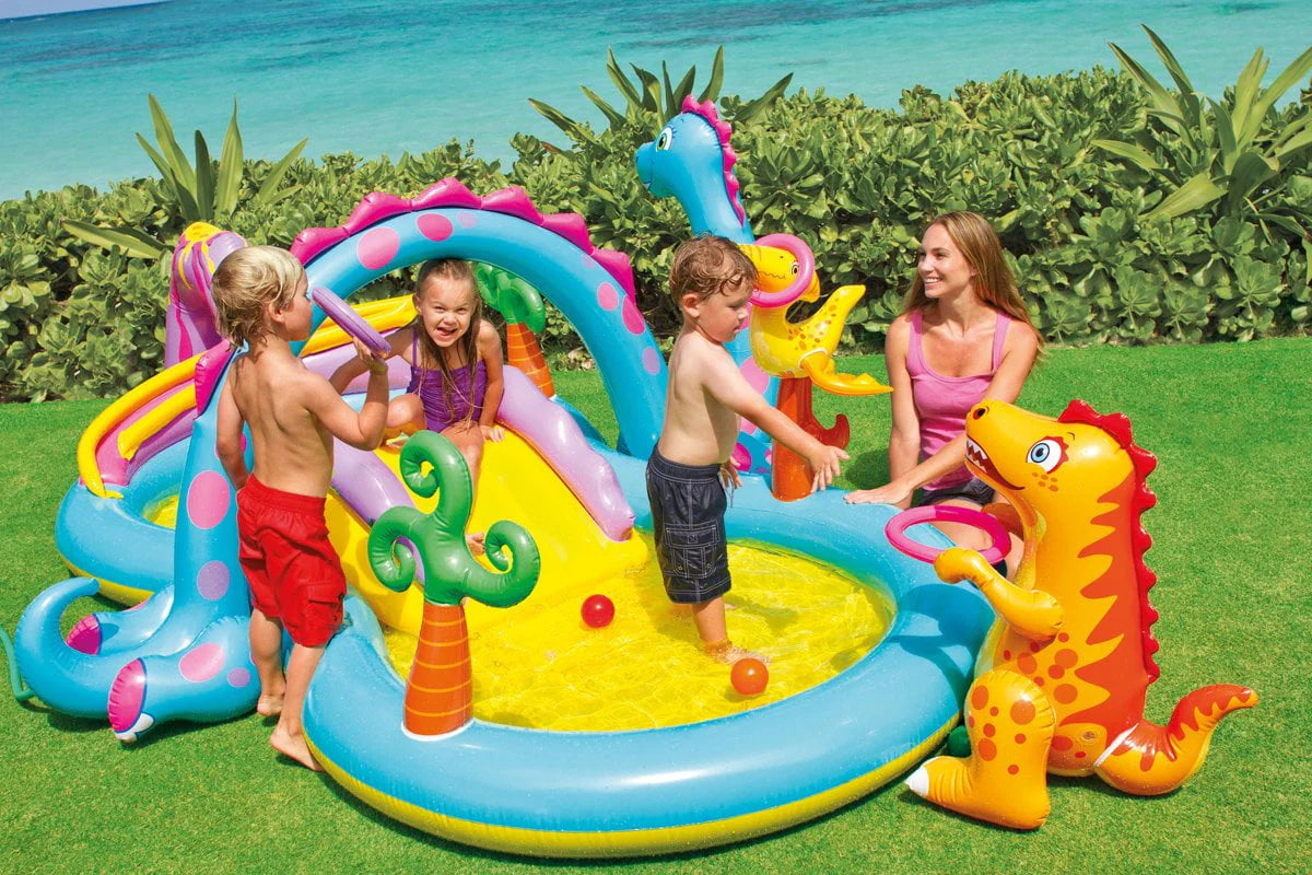 Intex 11' x 7.5' x 44" Dinoland Play Center Kiddie Swimming Pool w/ air pump