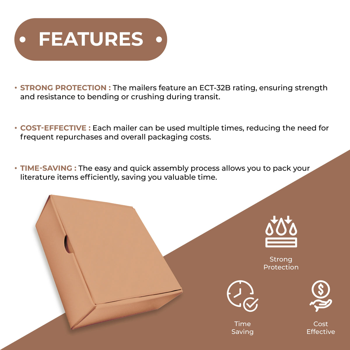 SSBM 14" x 14" x 2" ECT-32B Deluxe Kraft Literature Shipping Mailers 50/Case