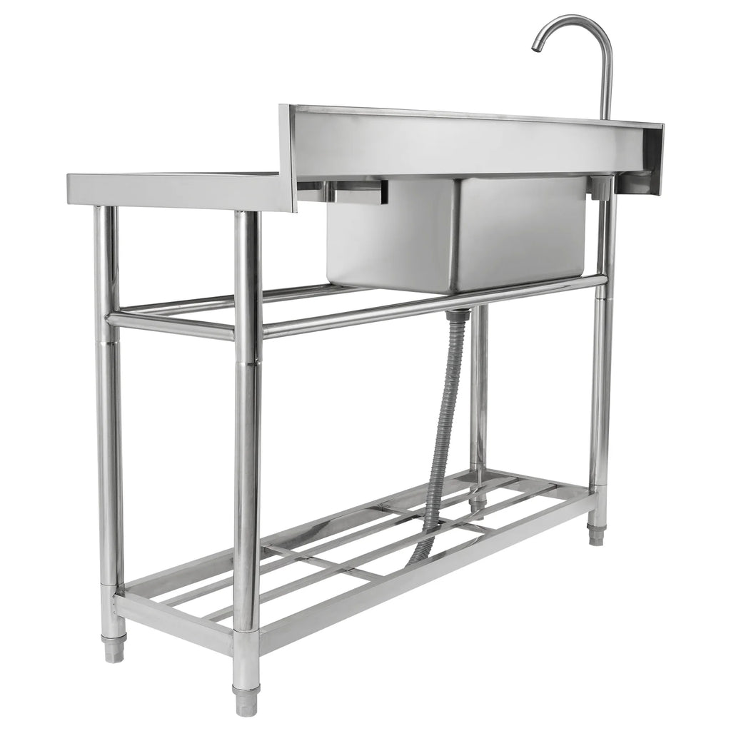 Évier rectangulaire à cuve simple en acier inoxydable argenté Bentism, 39,4 x 19,1 x 37,4 pouces