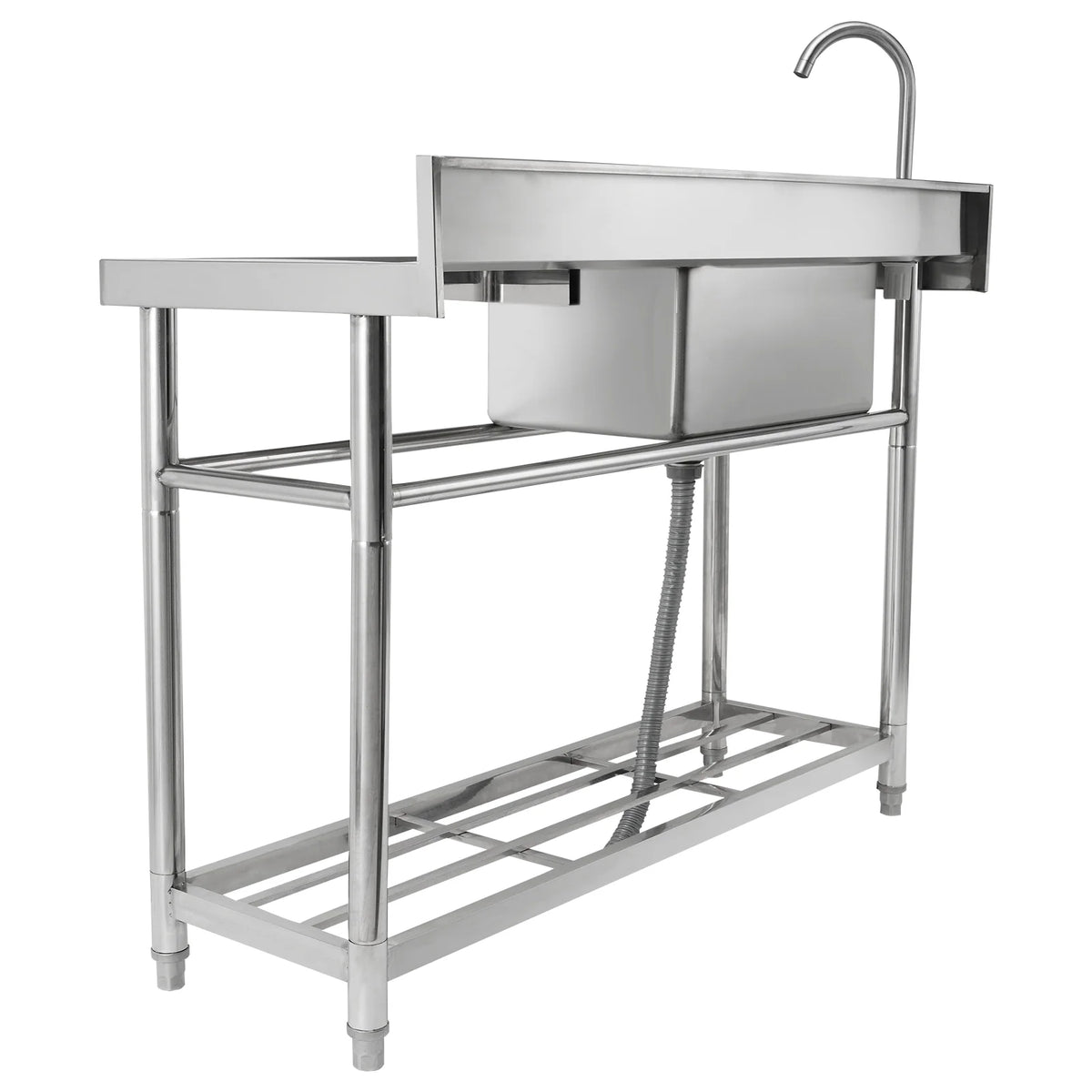 Évier rectangulaire à cuve simple en acier inoxydable argenté Bentism, 39,4 x 19,1 x 37,4 pouces