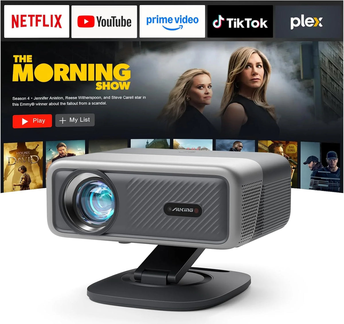 Officially-Licensed APP & 2500 ANSI 4K Projector with WiFi and Bluetooth,TOF Real-Time