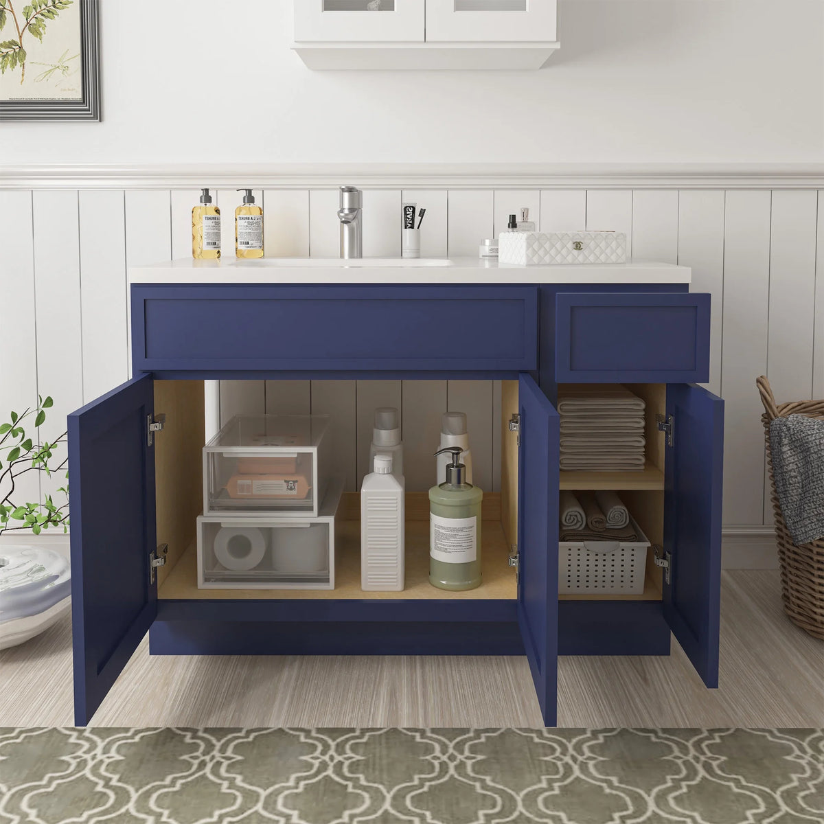 Meuble-lavabo de salle de bain 45 po l x 21 po P x 32,5 po H sans comptoir, brun