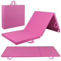 Tapis d'exercice et de yoga pliable ZENY 6' x 2' x 2" en cuir PU, antidérapant avec poignées de transport, rose
