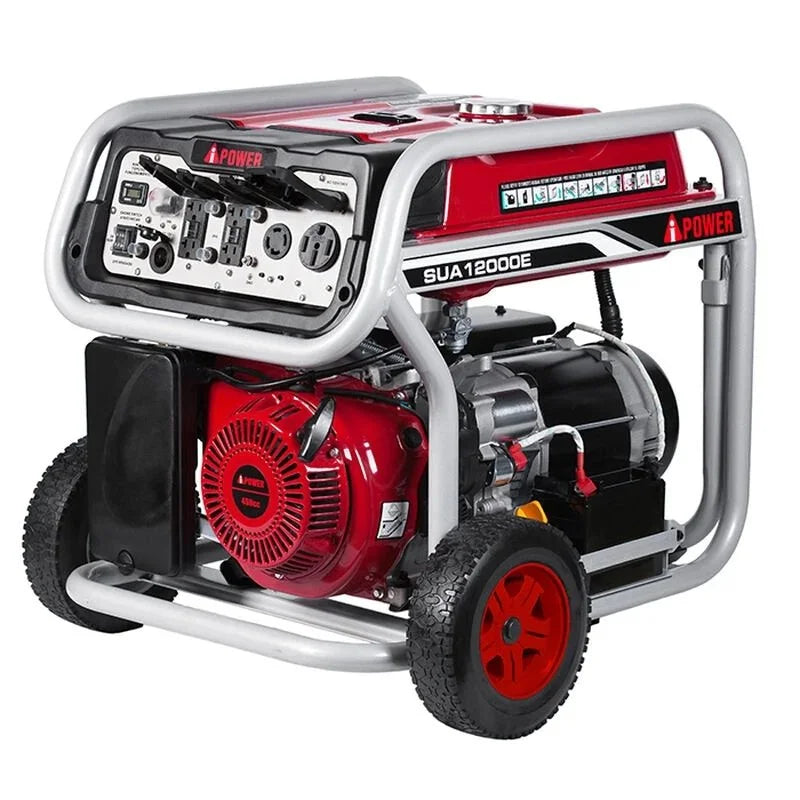 A-iPower 12000 Watt Portable Gas Powered Generator with Electric Start and Wheel Kits.