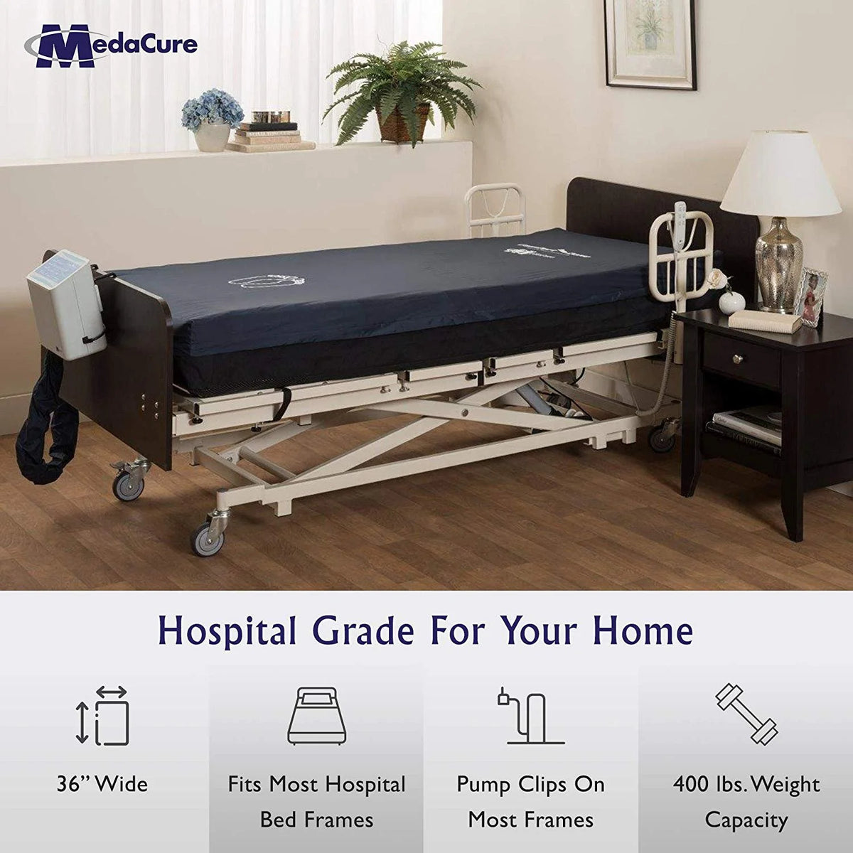 Medacure Alternating Pressure Air Mattress with Pump Included - Twin Size 80" x 36" x 8"