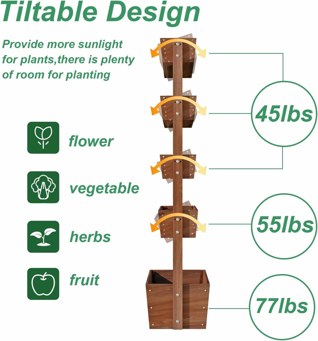 Jardinière surélevée Wilk 33,7 x 17,7 x 46, potager vertical en bois à 3 niveaux pour jardin, terrasse, balcon