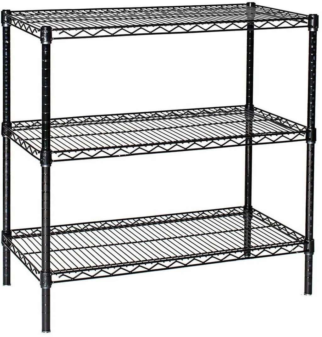 36" Deep x 72" Wide x 63" High 3 Tier Black Starter Shelving Unit