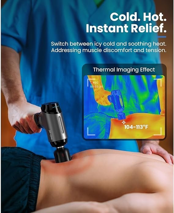 BOB AND BRAD T2 Pro Massage Gun with Heat and Cold, Deep Tissue Percussion Massager Gun for Pain Relief, Muscle Massager, HSA Electric Back Massagers for Professional Athletes FSA Eligible