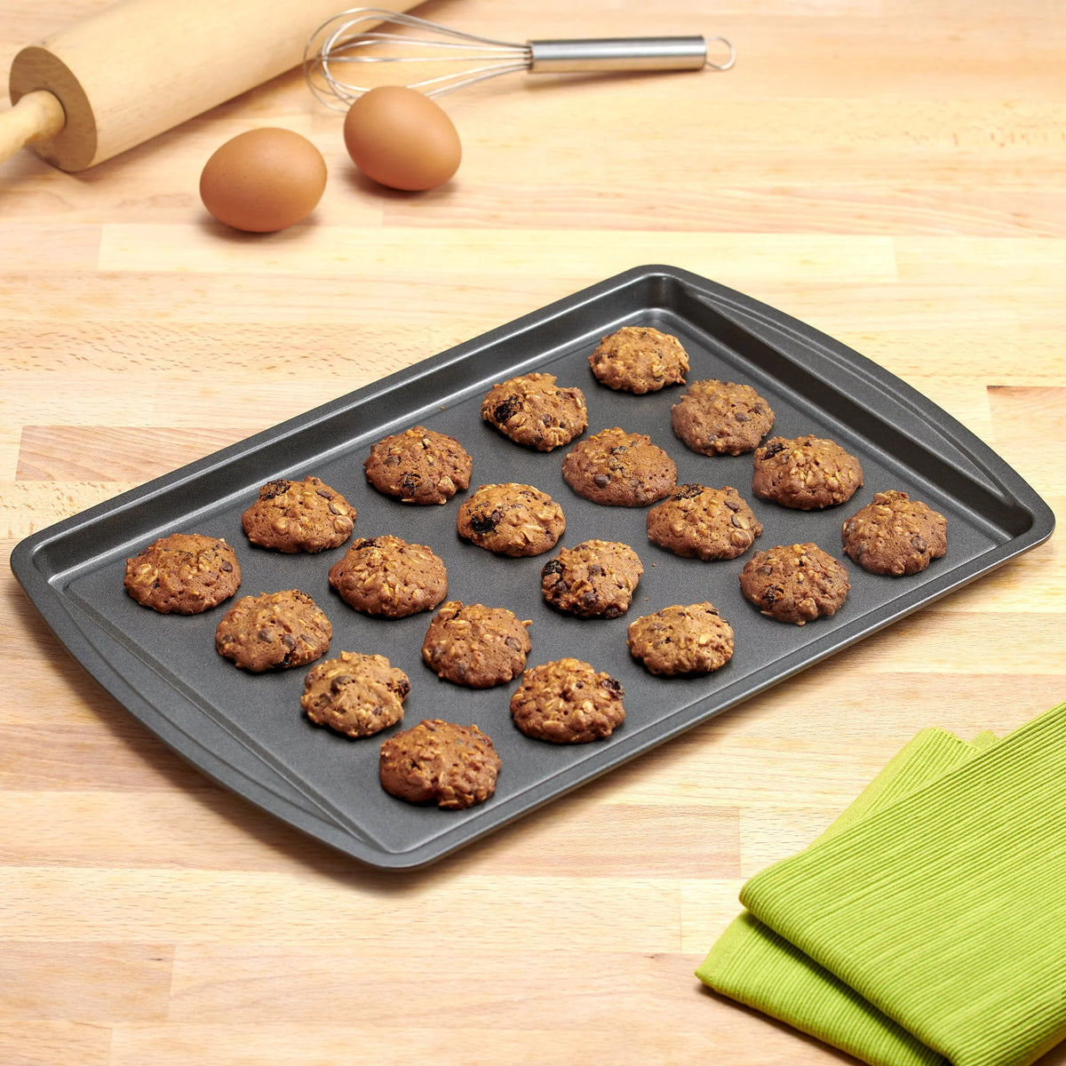 Mainstays 3PC Nonstick Cookie Set, 11.2" x 17.2", 10.2" x 15.2", 9.2" x 13.2", Gray