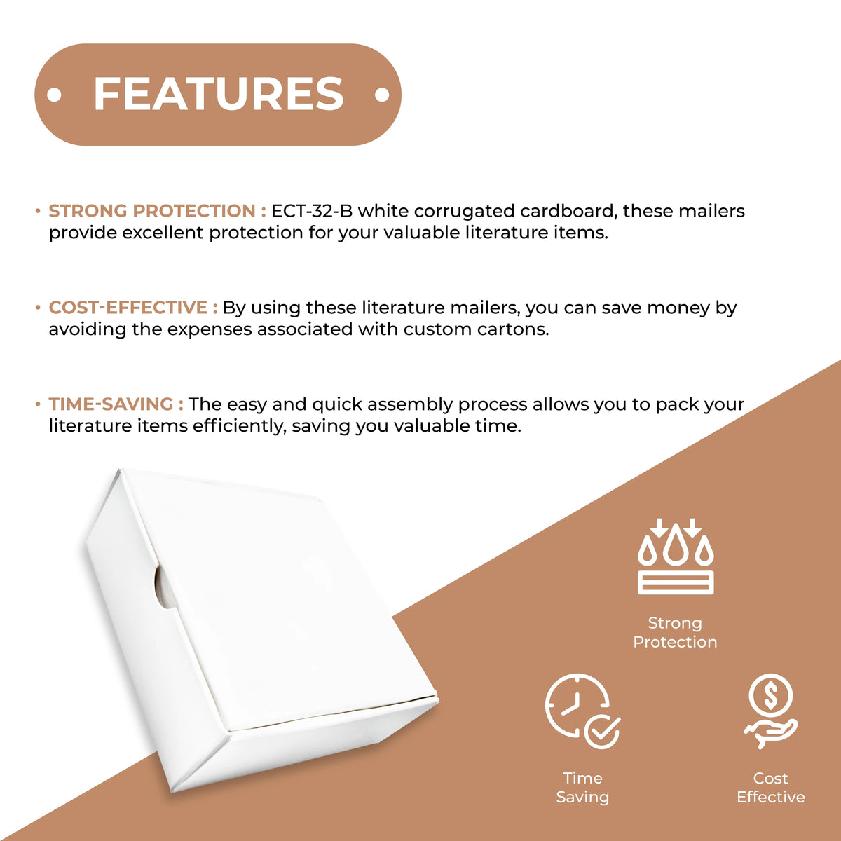 Étuis d'expédition pour documentation SSBM Deluxe blanc, 18 po x 12 po x 2 po, ECT-32B, 50 par caisse