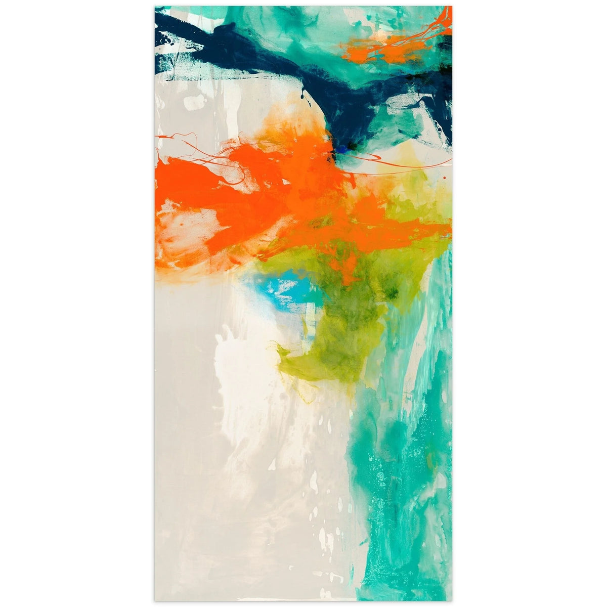 Empire Art Direct Tidal Abstract 2 Frameless Free Floating Tempered Glass Panel Graphic Wall Art, 24" x 48" x 0.2", Ready to Hang