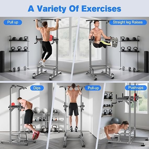 RELIFE REBUILD YOUR LIFE Power Tower Pull Up Bar Station Workout Dip Station for Home Gym Strength Training Fitness Equipment