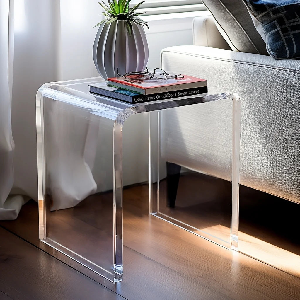 Ageszoe Coffee Table with Storage Shelf,Acrylic Modern Clear End Table,Kid's Table for Livingroom, 32"L x 16"W x 16"H"