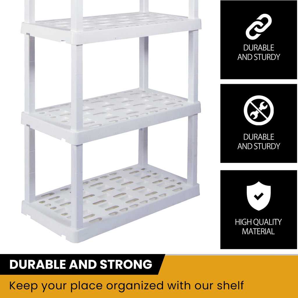 Étagères de rangement en plastique Hyper Tough, 4 niveaux, 56 po H x 30 po L x 14 po P, paquet de 2, blanc, capacité totale de 400 lb