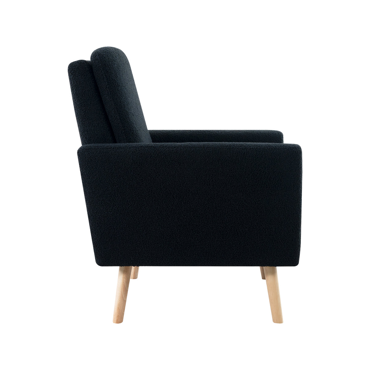 Naomi Home Frida Mid-Century Modern Accent Chair, Espresso Teddy Fleece Upholstered Armchair with Oak Legs, 28.74"D x 30.31"W x 35.04"H