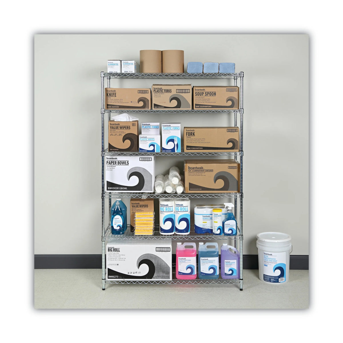 Alera NSF Certified 6-Shelf Wire Shelving Kit, 48w x 18d x 72h, Silver