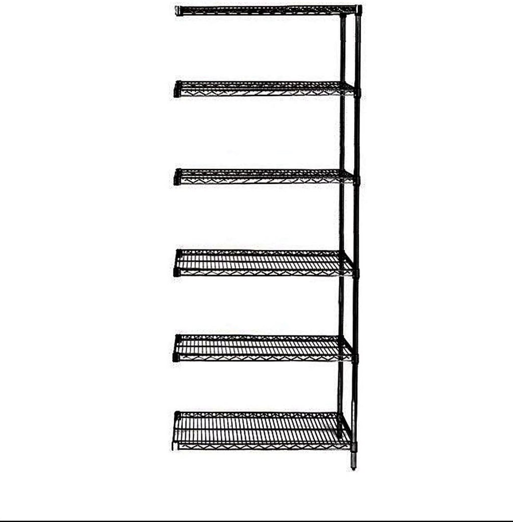 14" Deep x 72" Wide x 86" High 6 Tier Black Add-On Shelving Unit