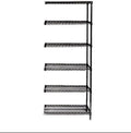14" Deep x 72" Wide x 86" High 6 Tier Black Add-On Shelving Unit