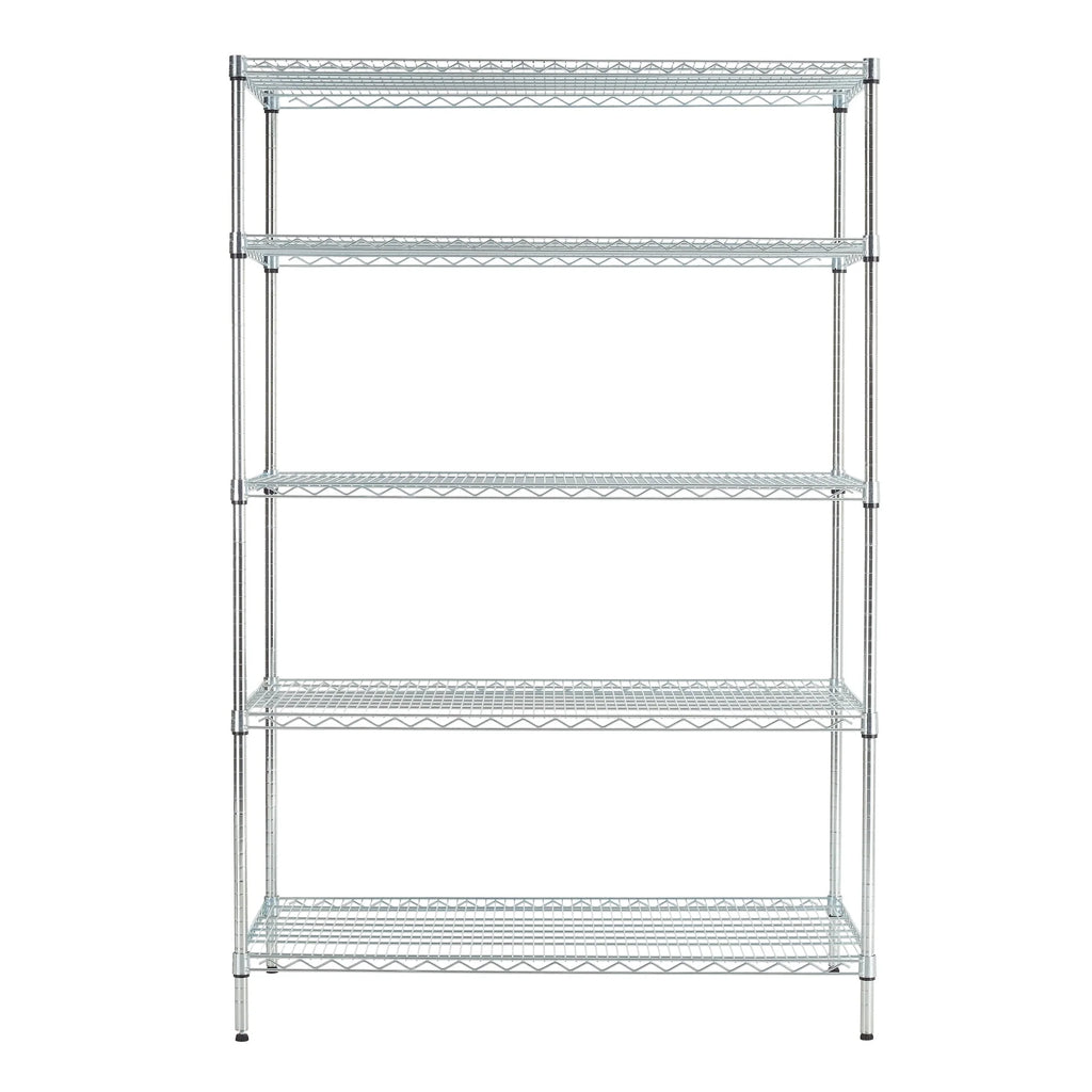 Hyper Tough Steel 5-Tier Storage Shelf Unit 72"H x 48"W x 24"D, 4000lb Total Capacity, Chrome