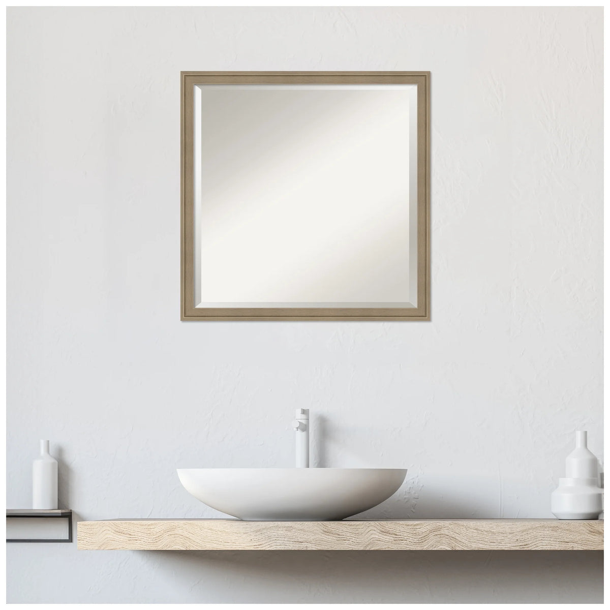 Amanti Art Florence Silver Beveled Wall Mirror 31.75 x 41.75 in.